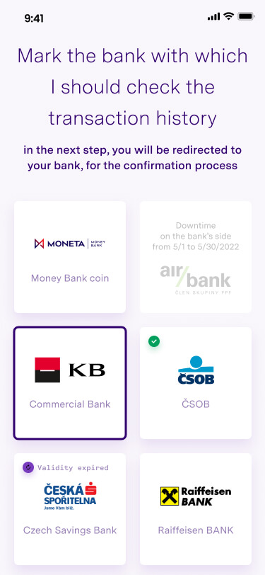 Your bank will send a statement to the app