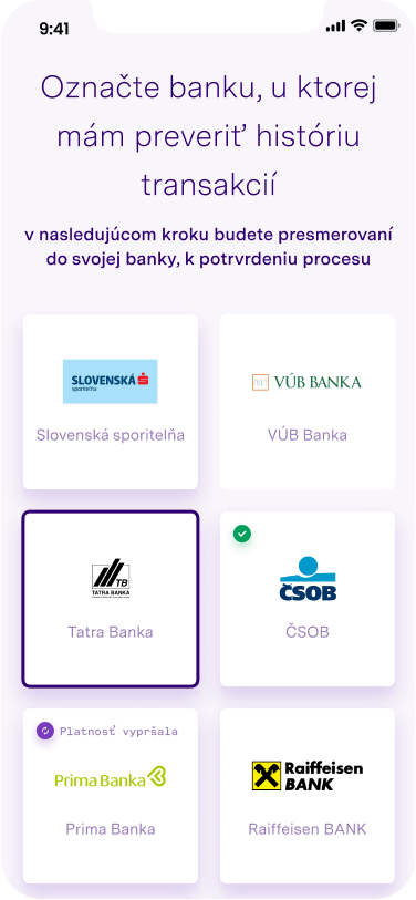 Vaša banka do aplikácie pošle výpis